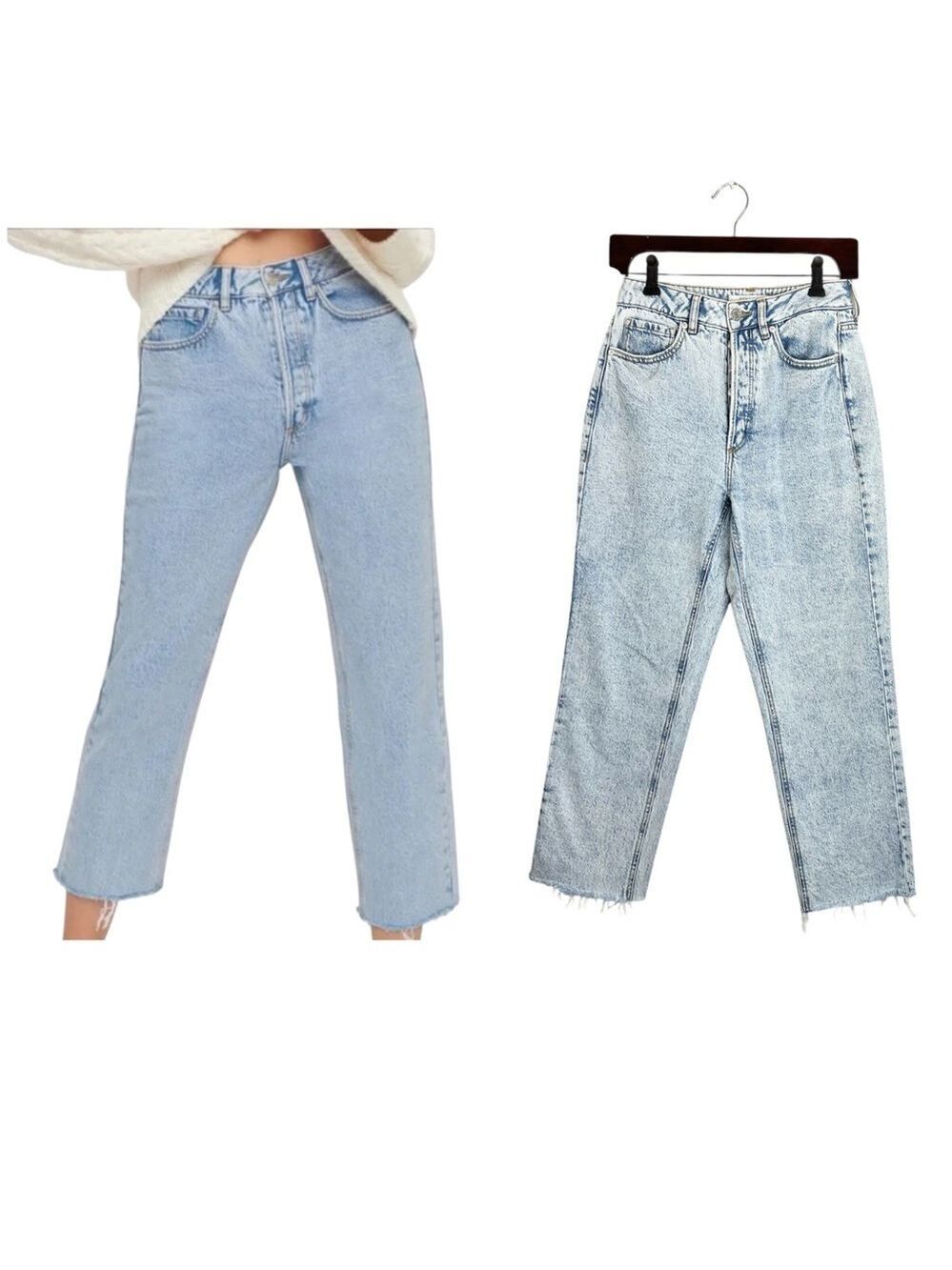 Dynamite Gisle acid wash organic cotton blend high rise straight leg jeans 27